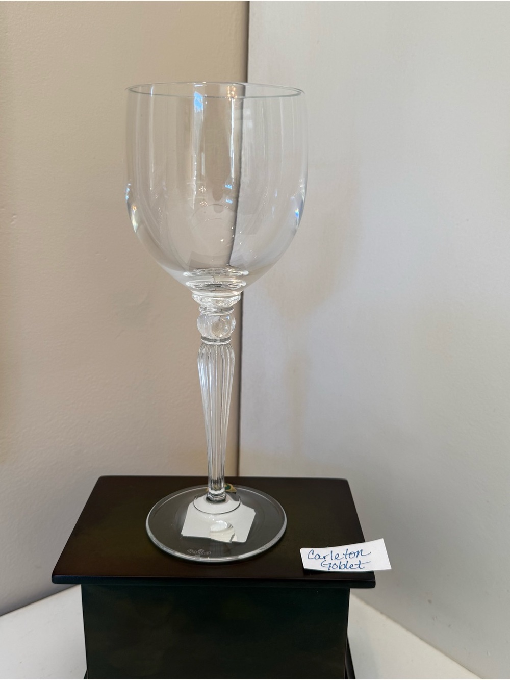 Waterford Carleton Lead Crystal Water Goblet Clear Ribbed Stem Single